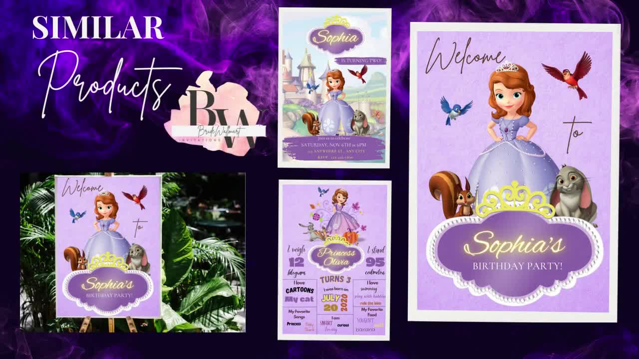 Sofia the First Welcome Sign | Editable in Canva | Princess Birthday Party  Decor | Customizable Printable | Instant Download