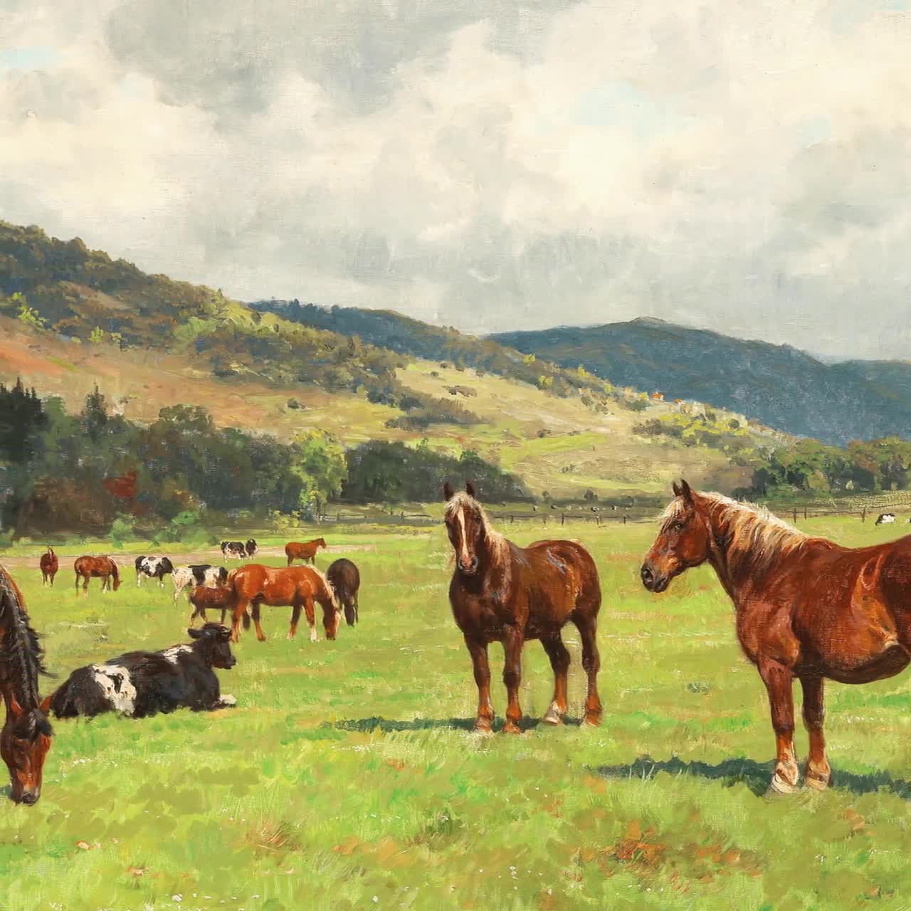 Vintage Horse Pasture Landscape Art for Samsung Frame TV (digital