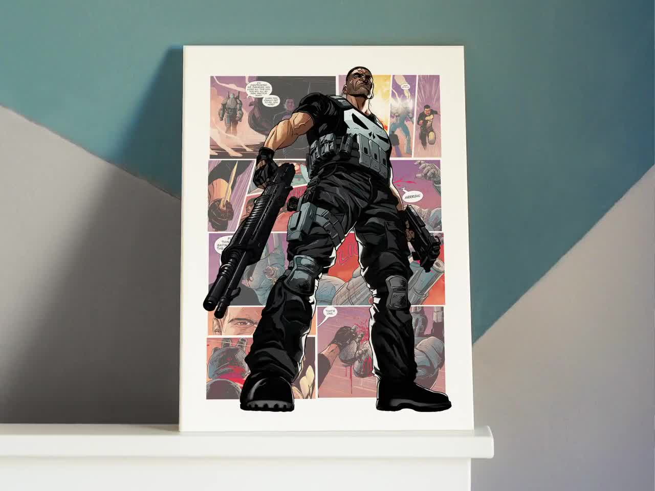 Punisher Poster - Comic Book Wall Art - Superhero Print - Gamer
