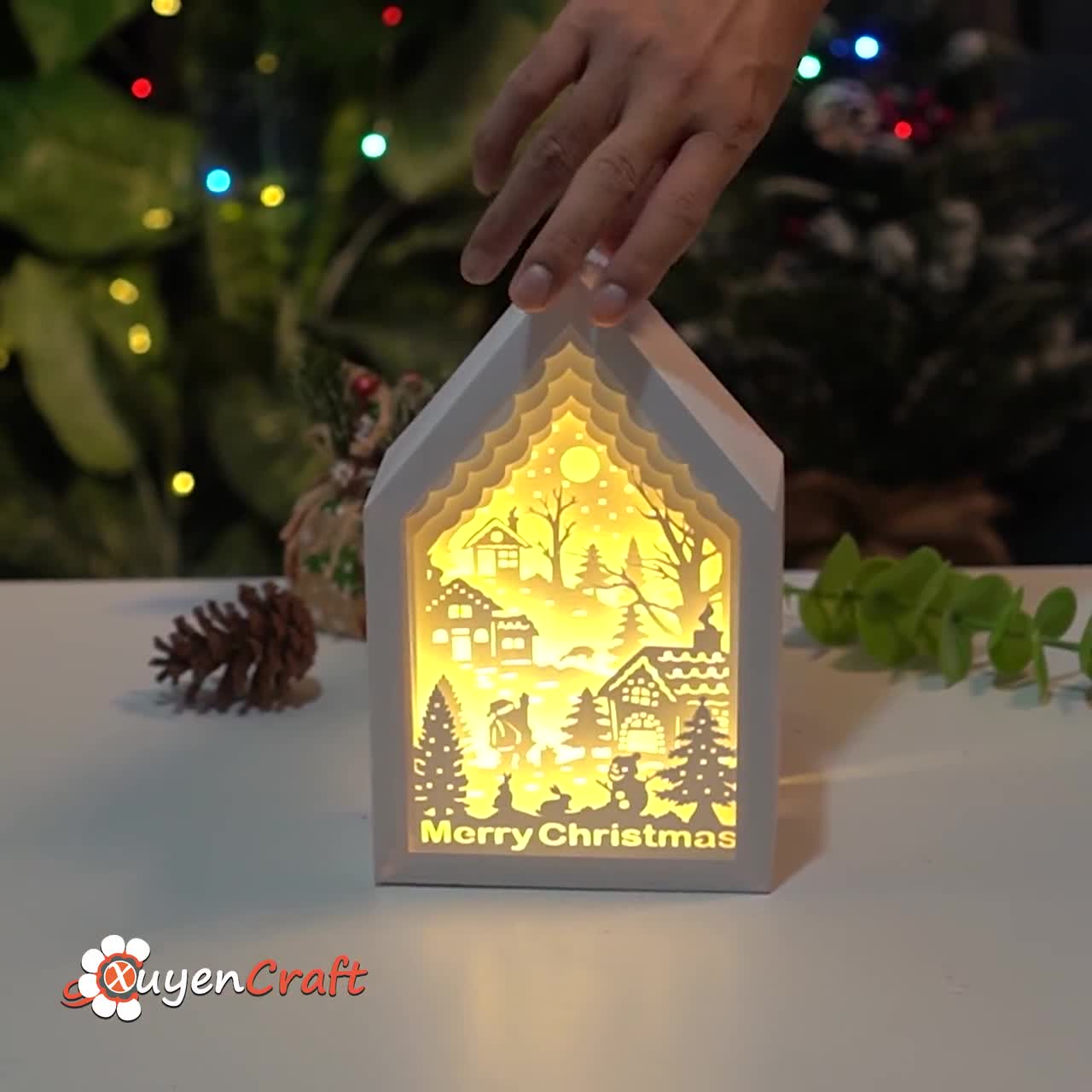 Christmas Village Shadow Box, 3D Paper Cut Template (PDF, SVG) - Etsy