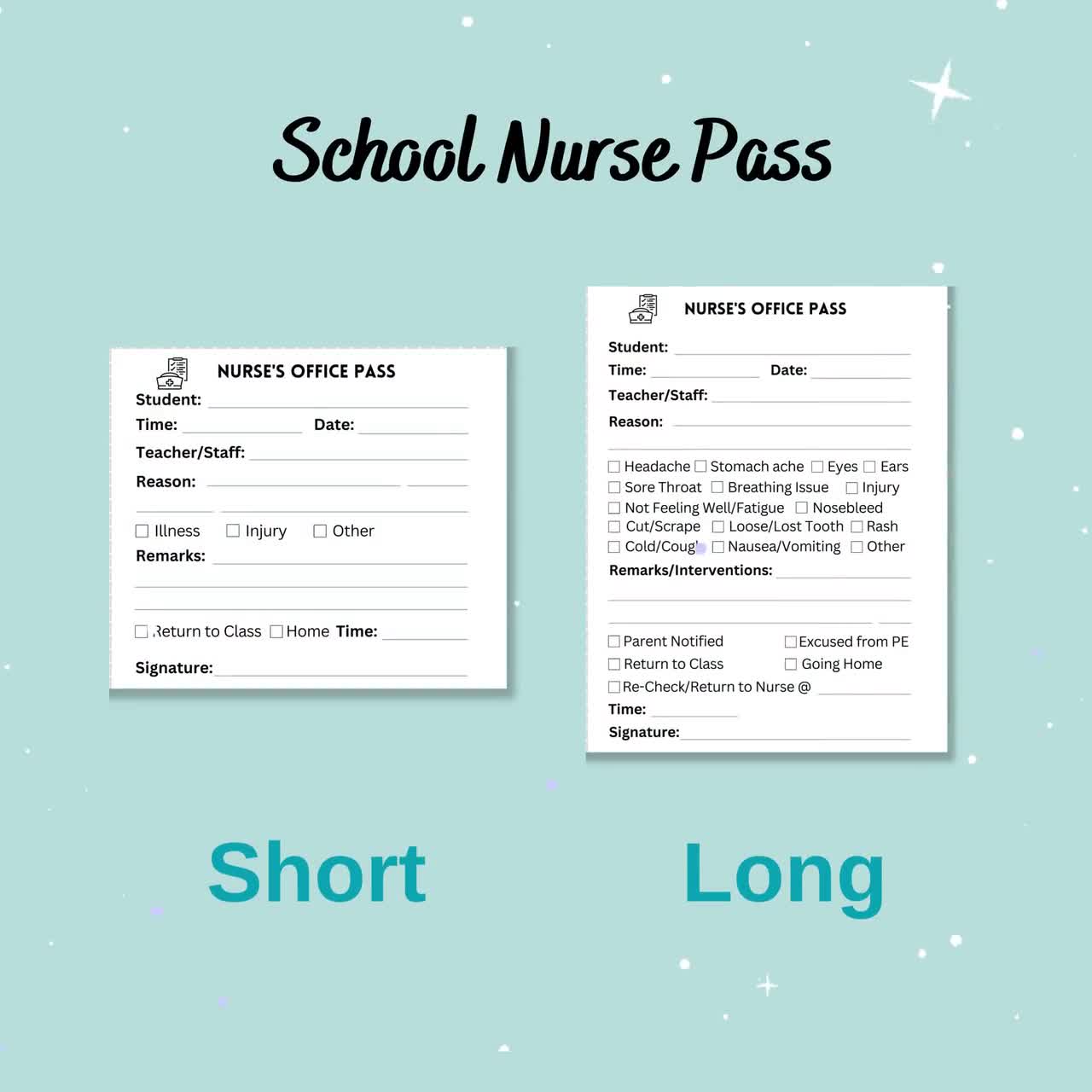 school nurse pass template