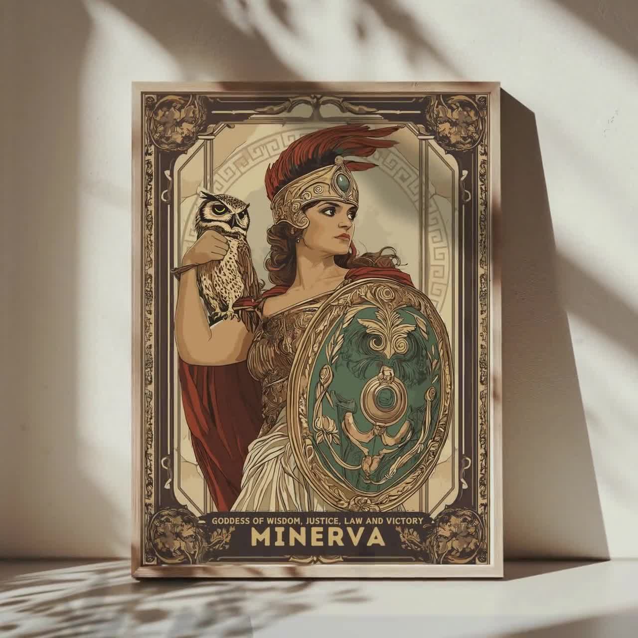 Minerva Goddess Poster, Roman Goddess Minerva, Goddess of Wisdom