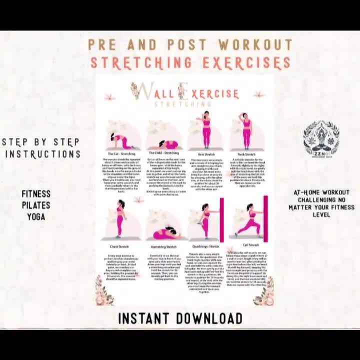 30 Day Wall Pilates Challenge Wall Pilates Workout Digital Quick Pilates  Wall Exercise Guide Wall Fitness PDF A4&USL 