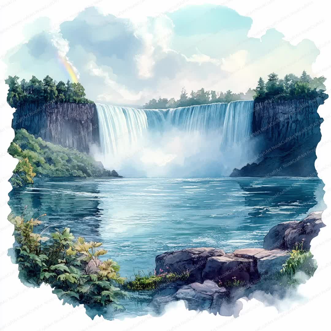 21 ナイアガラの滝の虹のクリップアート | 風光明媚な滝のイラスト