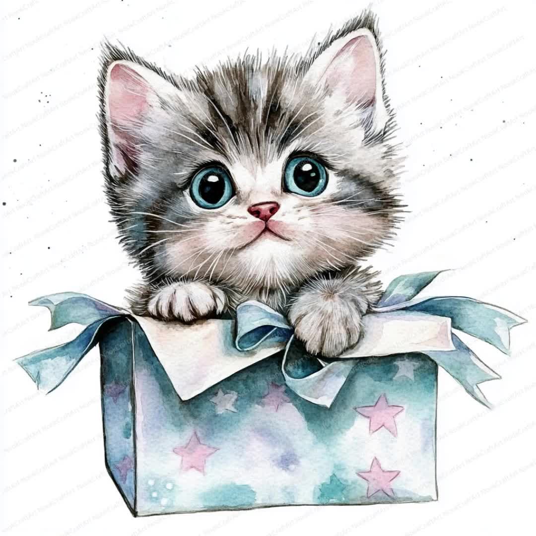 16 子猫のギフト ボックス クリップアート | 箱に入ったかわいい猫