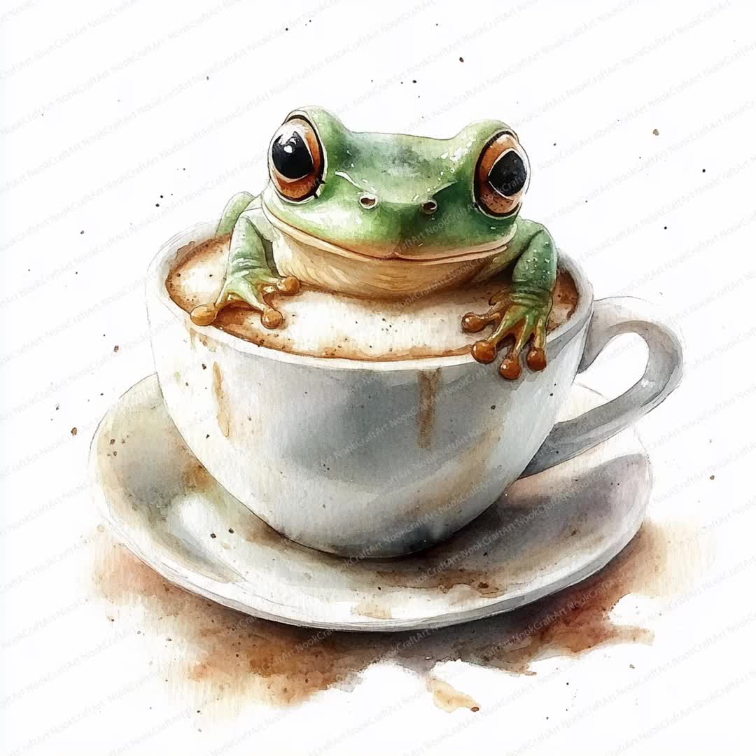 20 コーヒーを飲むカエルのクリップアート | 気まぐれな両生類のアート