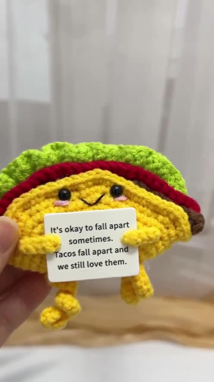 Emotional support crocheted chicken chunksTuckerTaco, Positive chicken  legs, Handmade crocheted food, Fun gifts, Crocheted delicacies