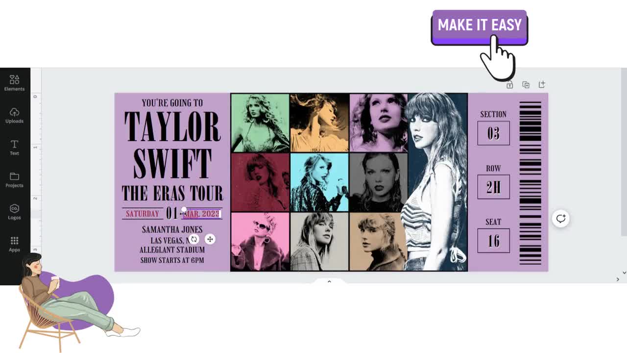 My take on the ticket template made this as a Christmas gift for a friend!  : r/SwiftieMerch