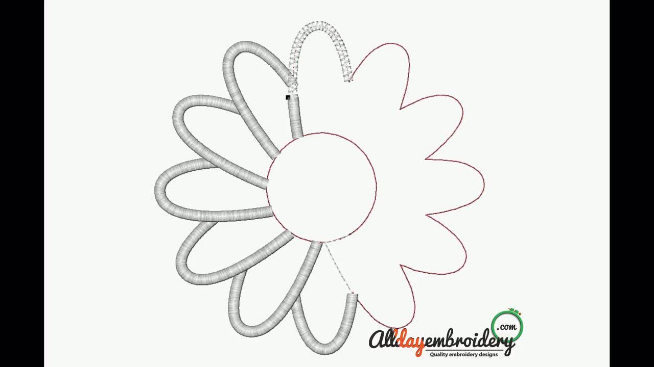 Daisy applique embroidery design. Daisy flower embroidery design. Daisy  flower applique design. Flower embroidery. Machine embroidery design