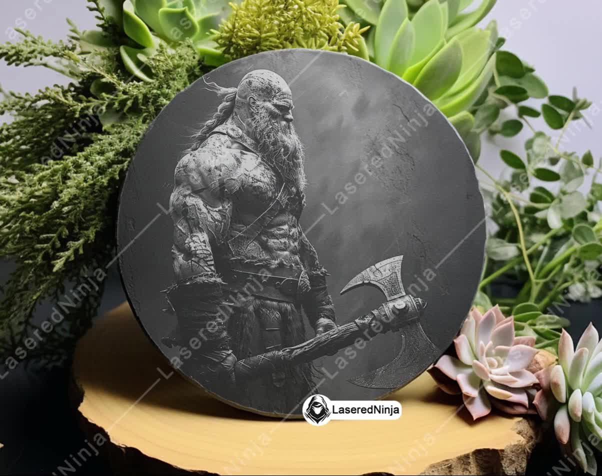 Viking Berserker Warrior With Battle Axe Set Norse Raider Portrait