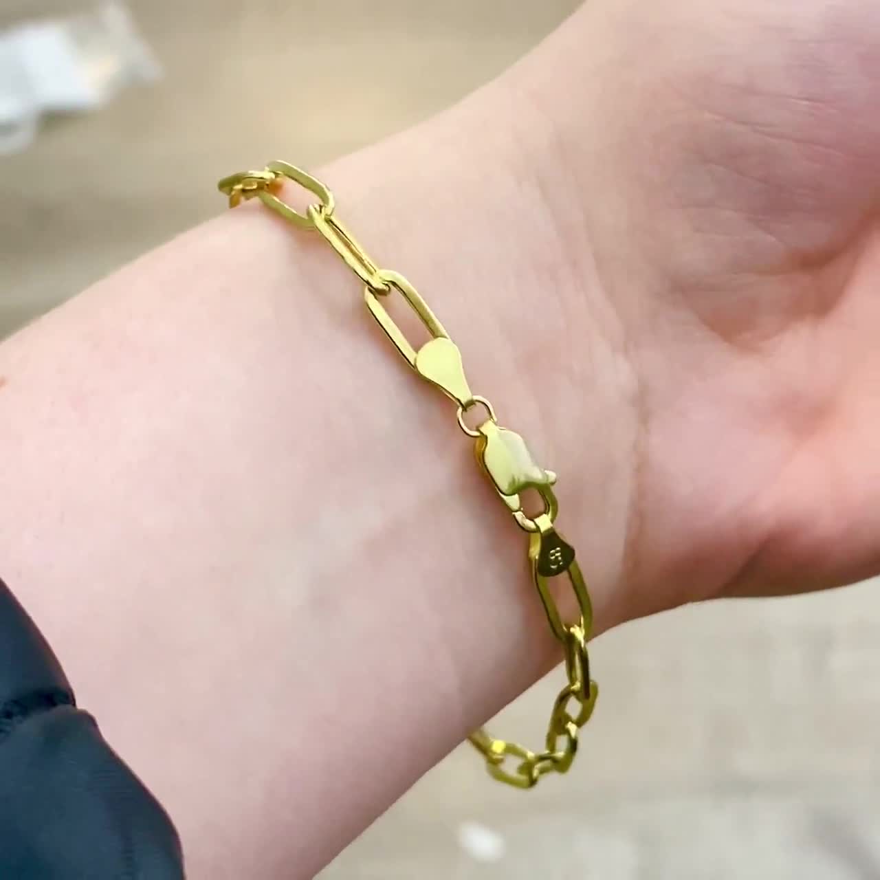 14K Yellow Gold 5mm Paperclip Chain Bracelet- 7.5