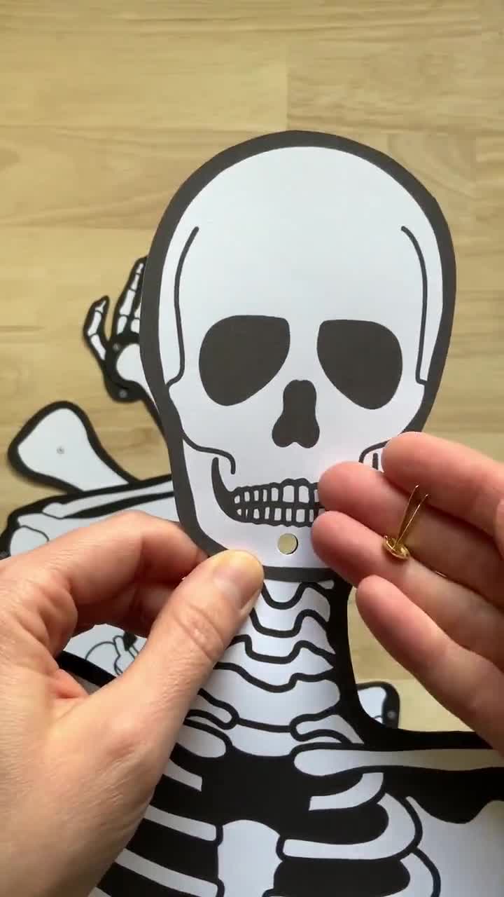 Grande Scheletro Di Carta Vintage Da 1 Metro Per Halloween | Pieghevole E Snodabile Per Decorazioni Paurose Di Porte E Finestre