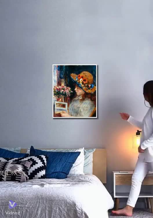 Lámina de Renoir "Chica leyendo": arte mural impresionista francés vintage video poster
