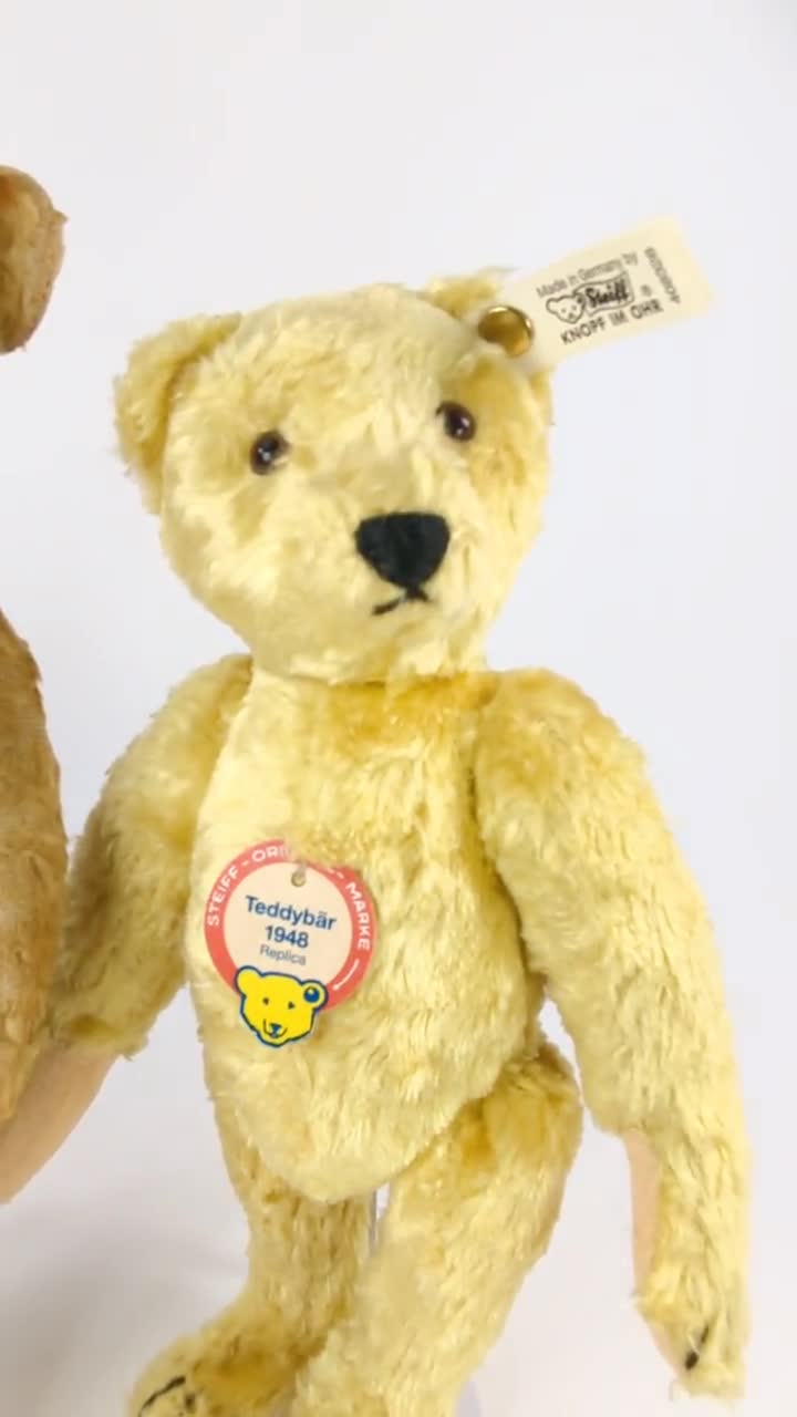 シュタイフ テディベア 1948年 レプリカ イエロー シルク ぬいぐるみ