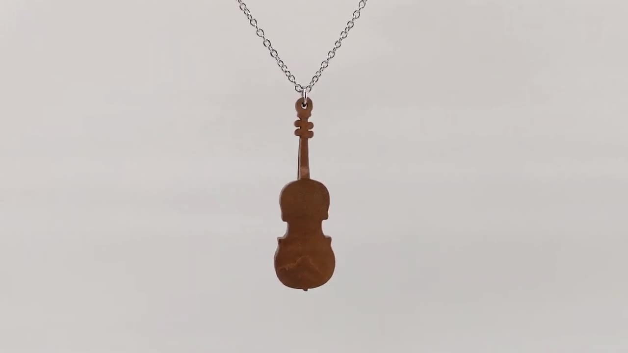 Collier violon sculpté à la main, pendentif violon en bois, bijoux en bois  instrument de musique, cadeau violoniste unique -  France