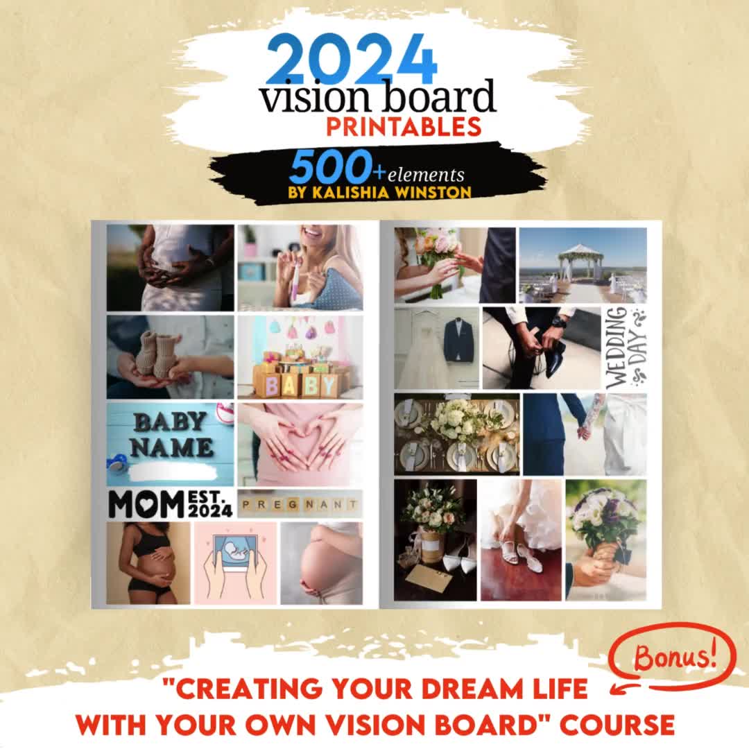 Buy 2024 Vision Board Printables 500 Images, Words, Affirmation Cards &  More for Women and Men dream Board Kit A4 PDF Instant Download Online in  India 