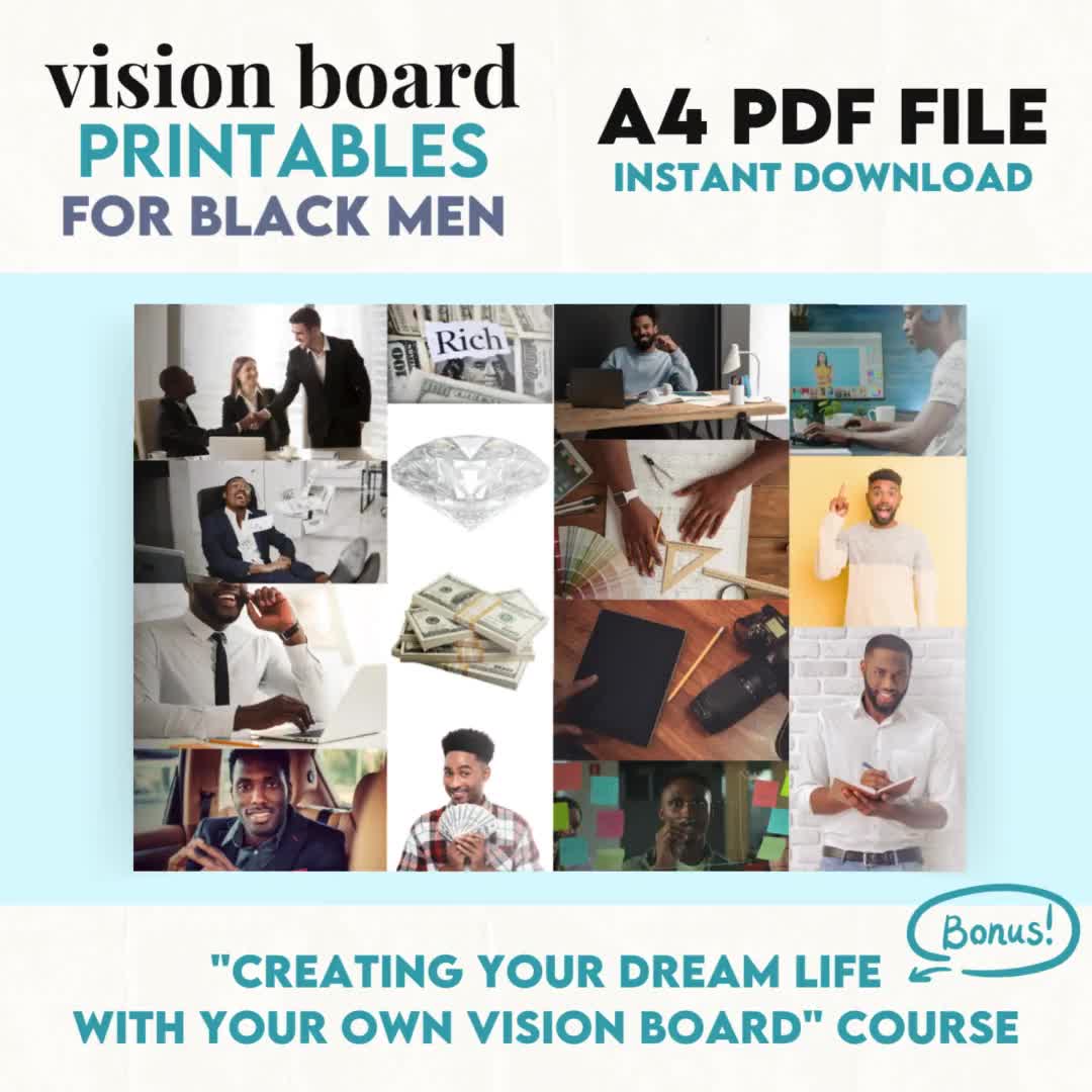 Vision Board Printables for Black Men 300 Inspiring Pictures, Words and  Affirmation Cards dream Board Kit A4 PDF Instant Download 