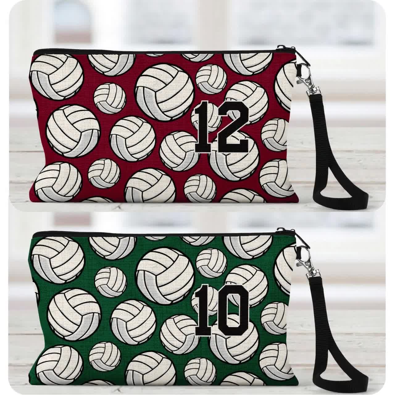 Volleyball Makeup Bag Personalized Natural Linen Zipper 