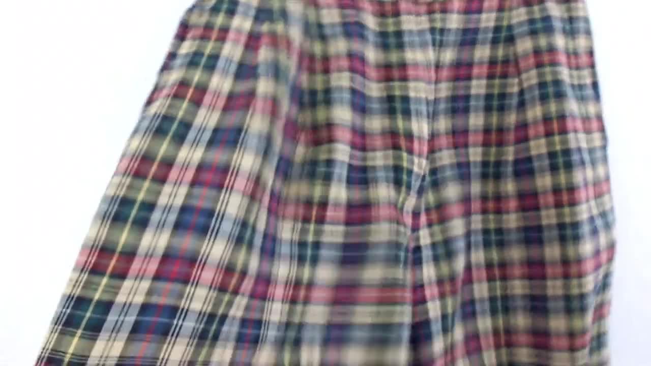 Vintage 90s High Waist Plaid Shorts, Vintage Wide Leg Pleated