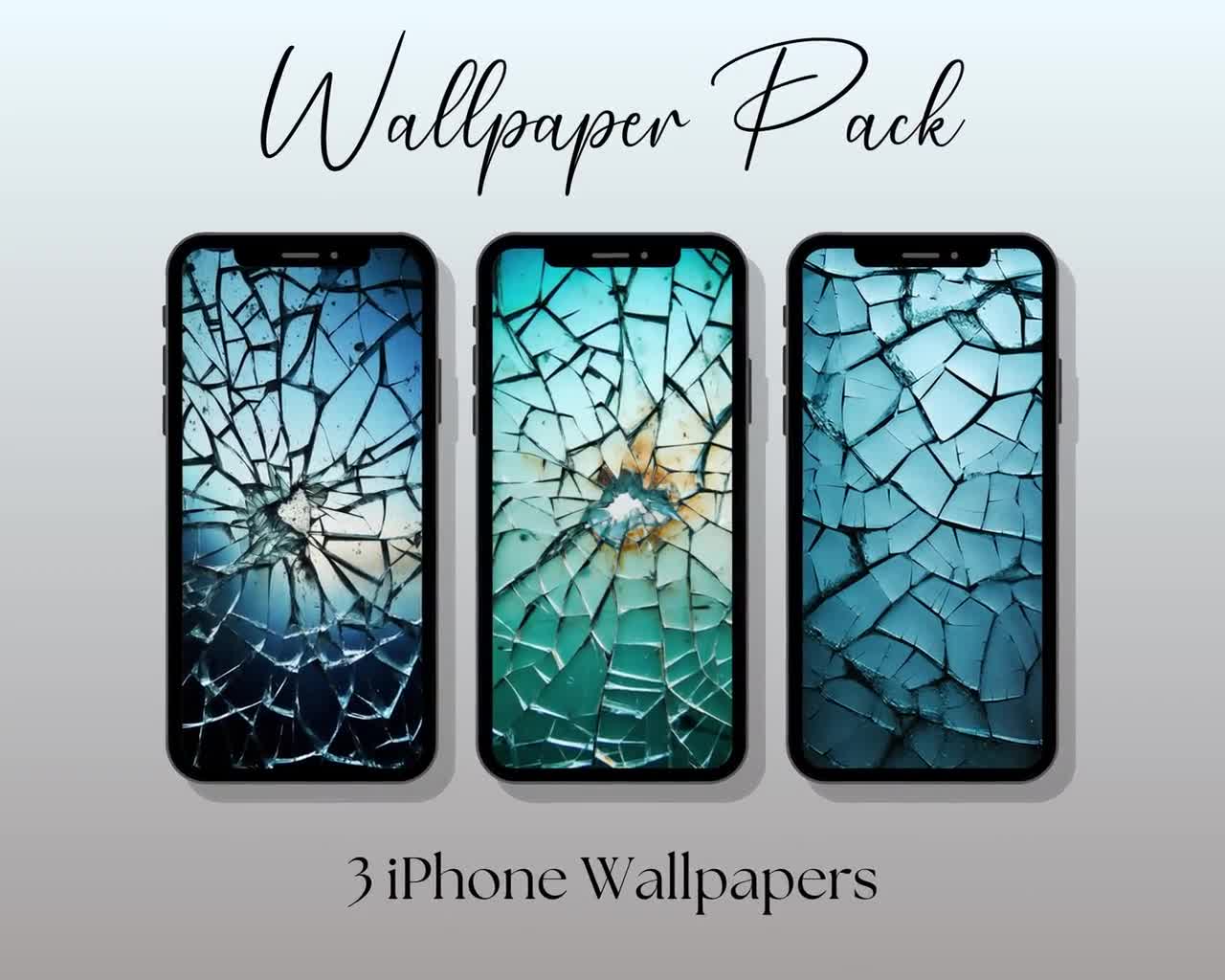 Cracked Glass iPhone Wallpapers, Set of 3 Mobile Phone Backgrounds iOs  Theme for Cell Phone Blue Crackle Fun Cracked Screen Effect, image size:1280x1024