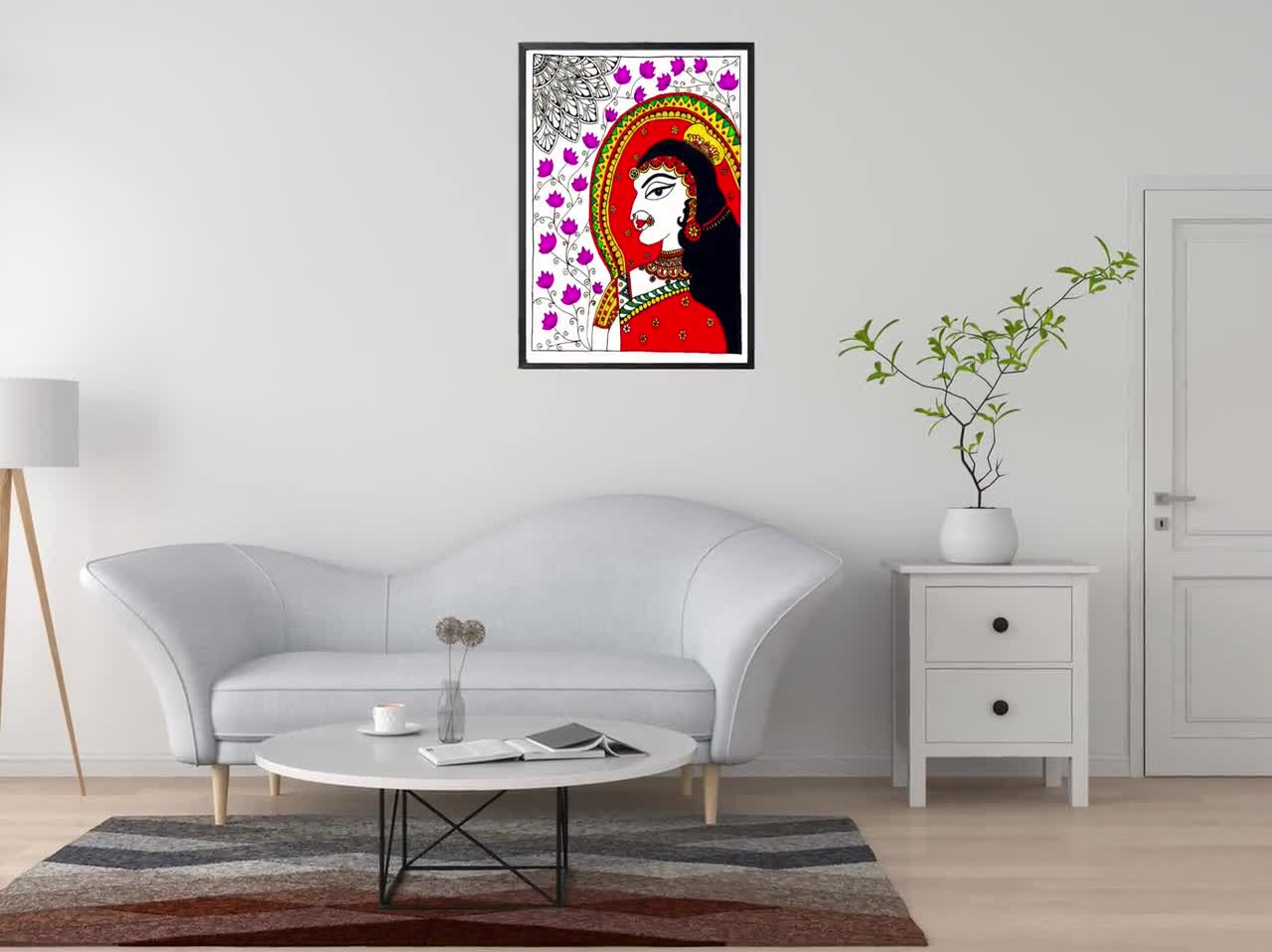 DAARNA ART CREATIONS MADHUBANI GIRL PAINTING, LIVING ROOM WALL DECOR Ink 15  inch x 12 inch Painting Price in India - Buy DAARNA ART CREATIONS MADHUBANI  GIRL PAINTING, LIVING ROOM WALL DECOR