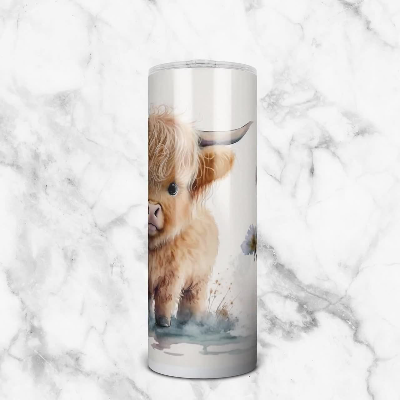 Baby Highland Cow Tumbler, Glass Tumbler with Straw and Lid, Iced Coff –  Wild Outdoor Creations