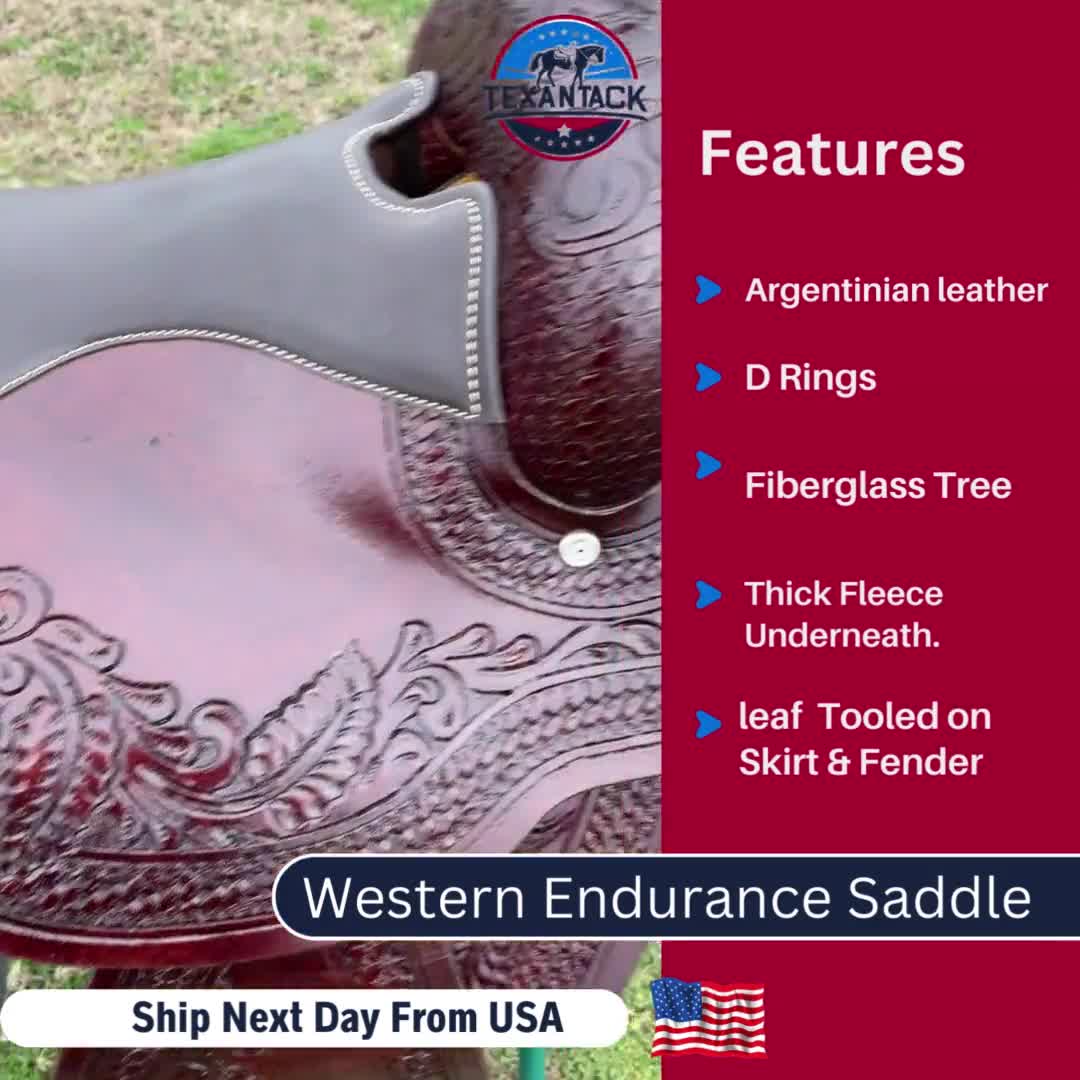 Endurance Western Hand Tooling Selle Cuir avec Vache Siège Doux Endurance