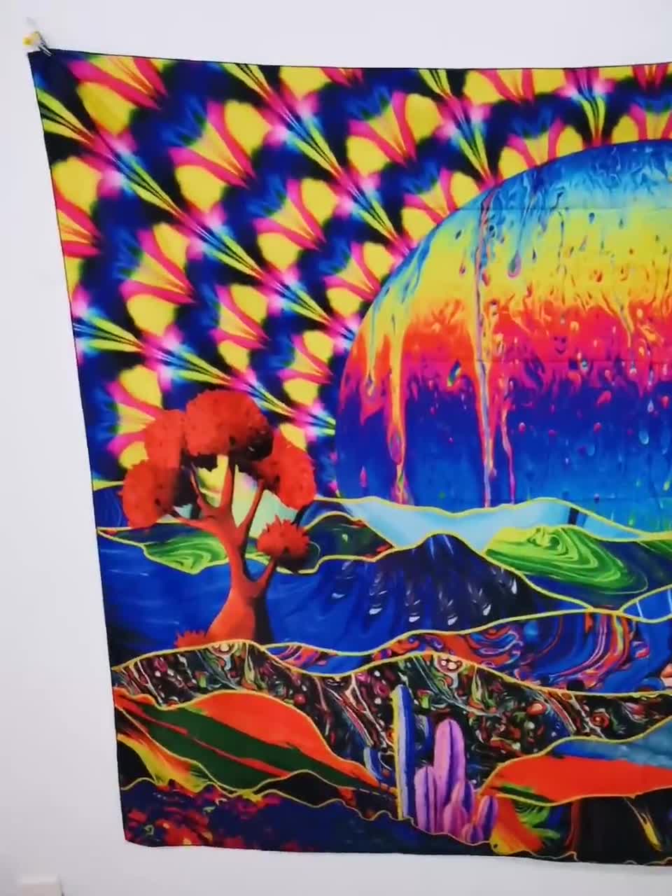  Heopapin Trippy Tapestry Planet and Mountains Wall Tapestry  Psychedelic Tapestry Mushrooms Cactus Wall Hanging Tapestry Mountian Tree  Tapestries for Living Room Dorm Decor : Home & Kitchen