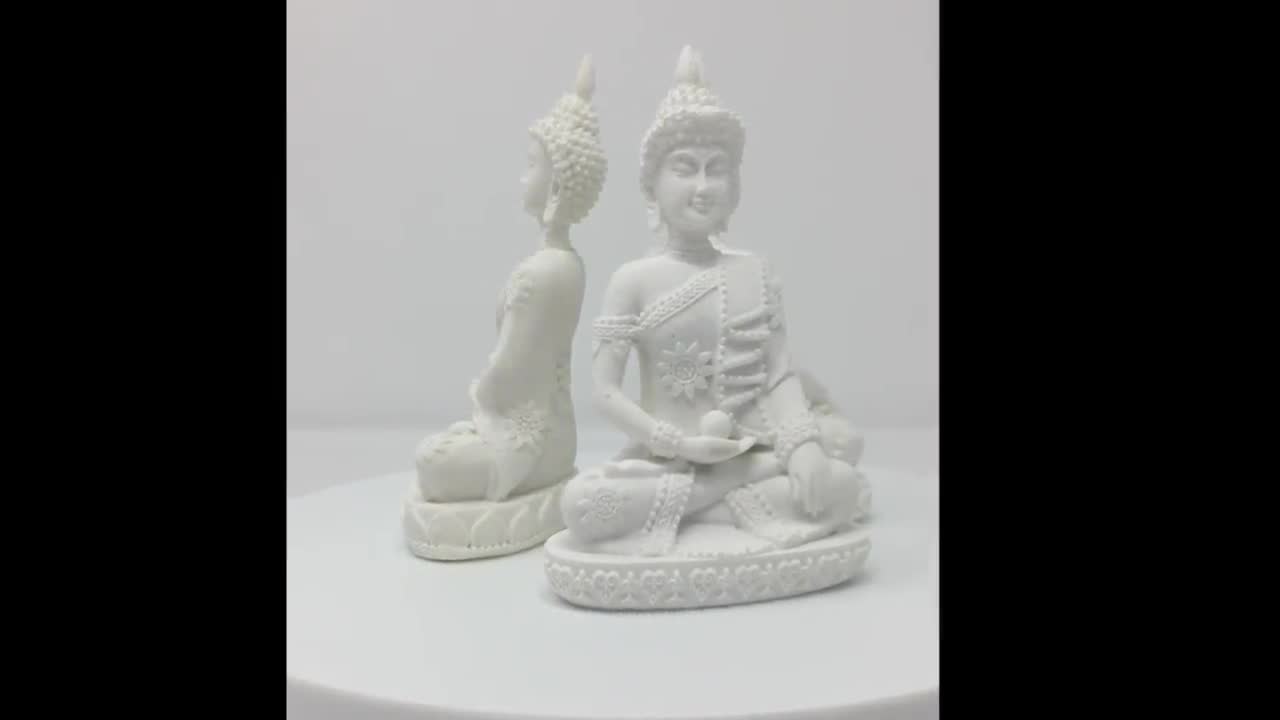 White Buddha Ornament Meditating Sitting Figure Statue Figurine