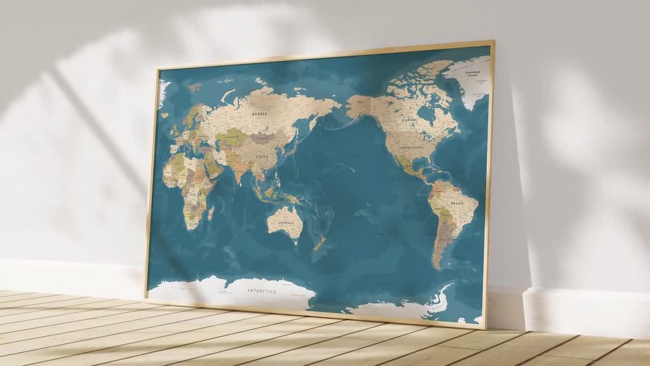 太平洋を中心とした世界地図 - アジア、オーストラリア