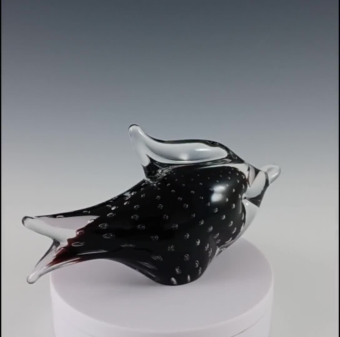 LABELLED FM Konstglas / Marcolin Black Glass Controlled Bubbles