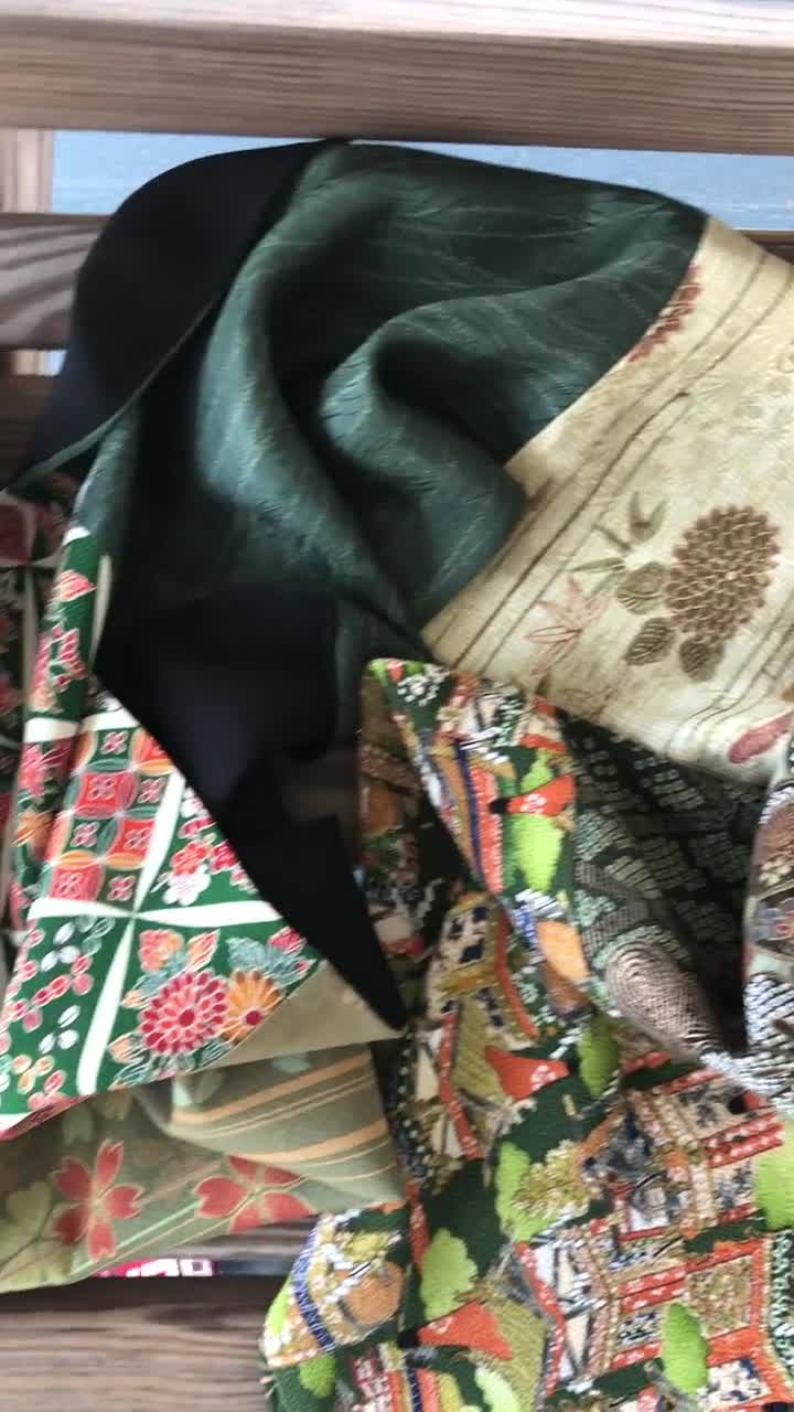 Japanese Vintage Kimono Silk Crepe Multi 
