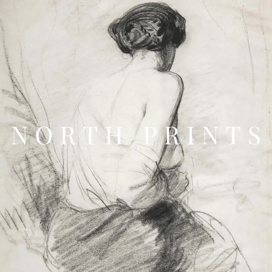 アンティーク女性スケッチアート | バスルームニュートラルウォール