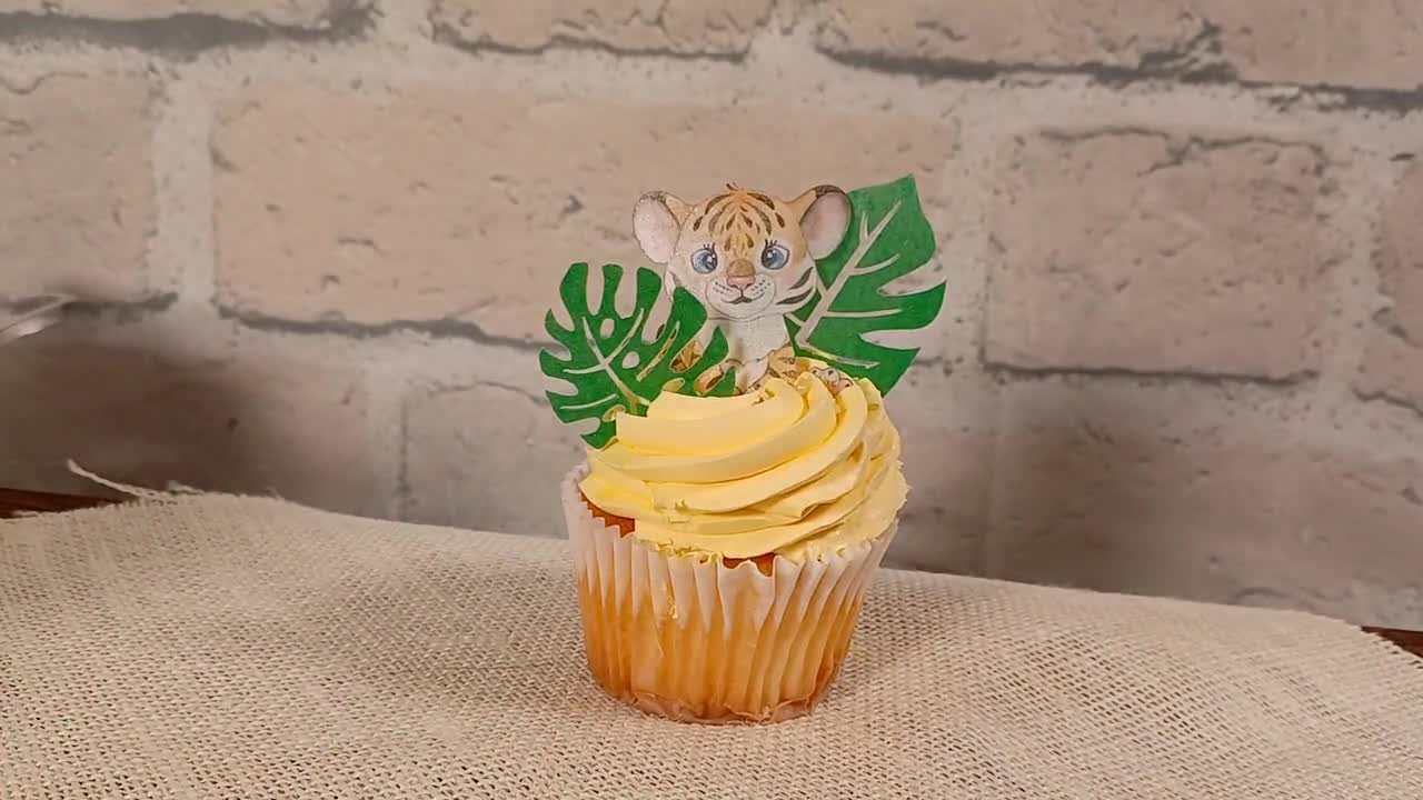 30 adornos comestibles para cupcakes – Linda colección de animales de la  selva para decoración de pasteles comestibles | Hoja de oblea comestible