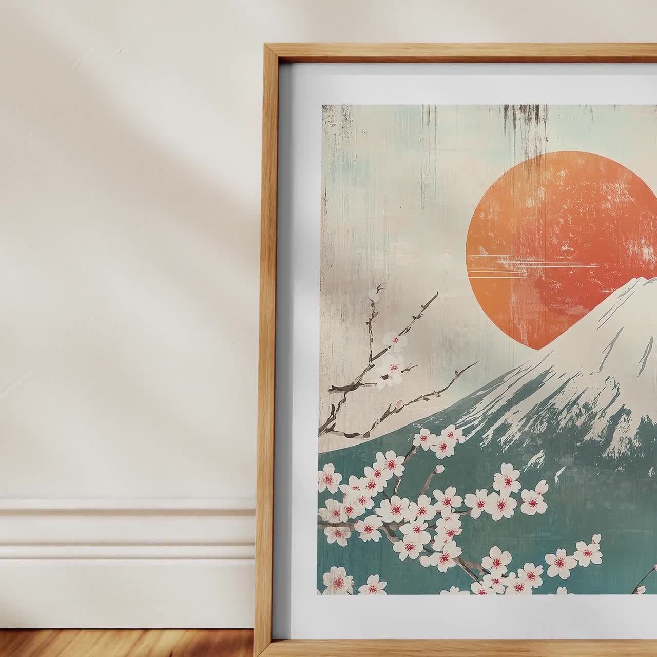 Mount Fuji Wall Art Japanese Landscape With Cherry Blossoms