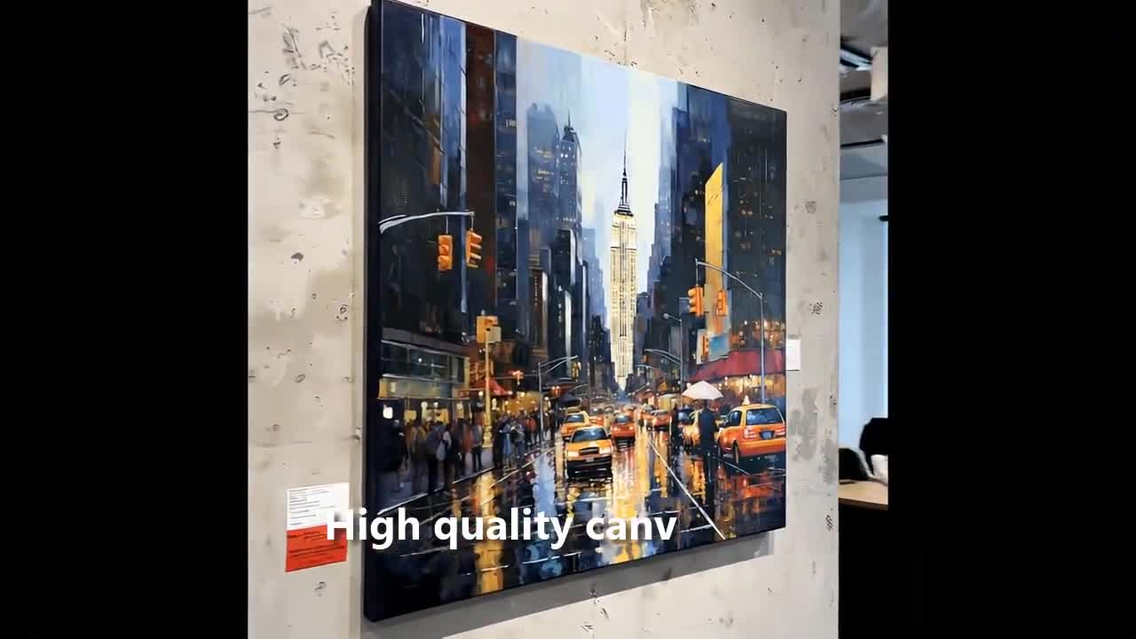 ニューヨーク市タイムズスクエアの抽象画 - 雨の夜のニューヨーク市