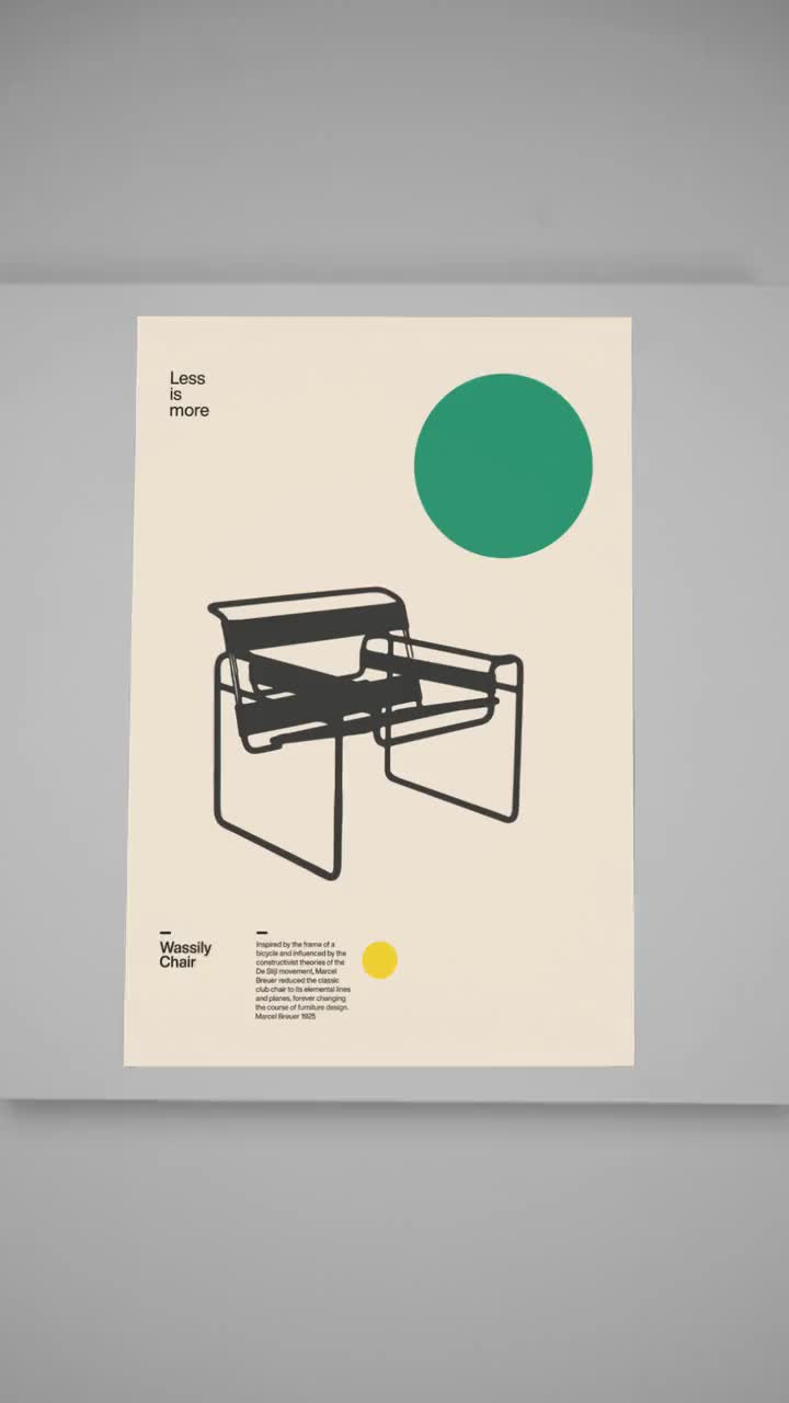 Poster Wassily Chair, Marcel Breuer, Minimal Furniture Bauhaus Design -  Architecture / Designer Gift