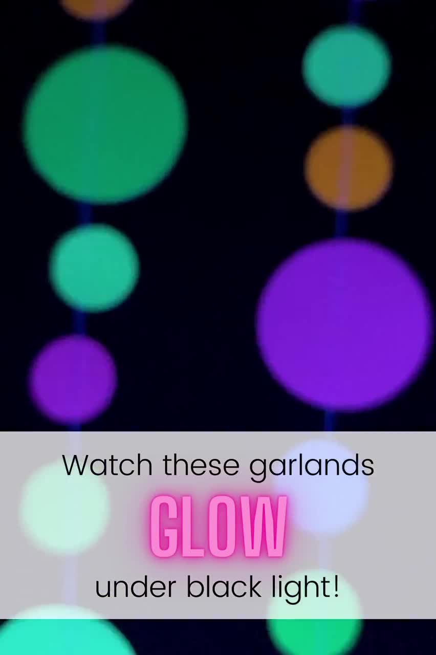 Glow Party Decorations, UV Reflective Paper Garlands, Neon Circles