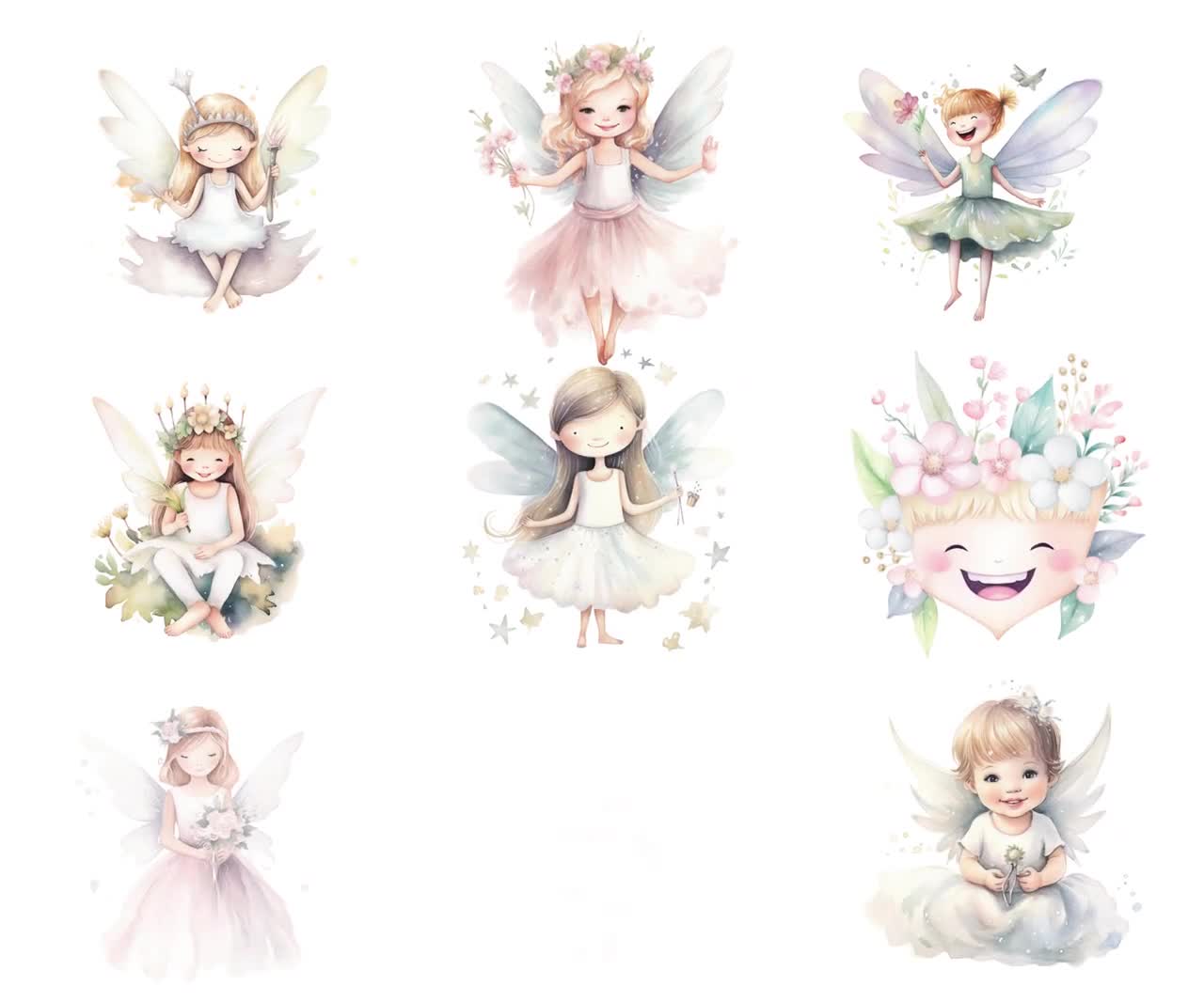 Fairy Boys Watercolor Clipart Art Set, Tooth Fairy Boy PNG