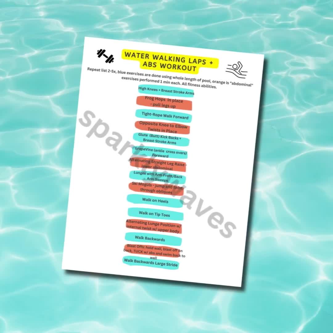 Printable Pool Exercise for Seniors Water Exercise Printable Pool Workout Water Aerobics PDF