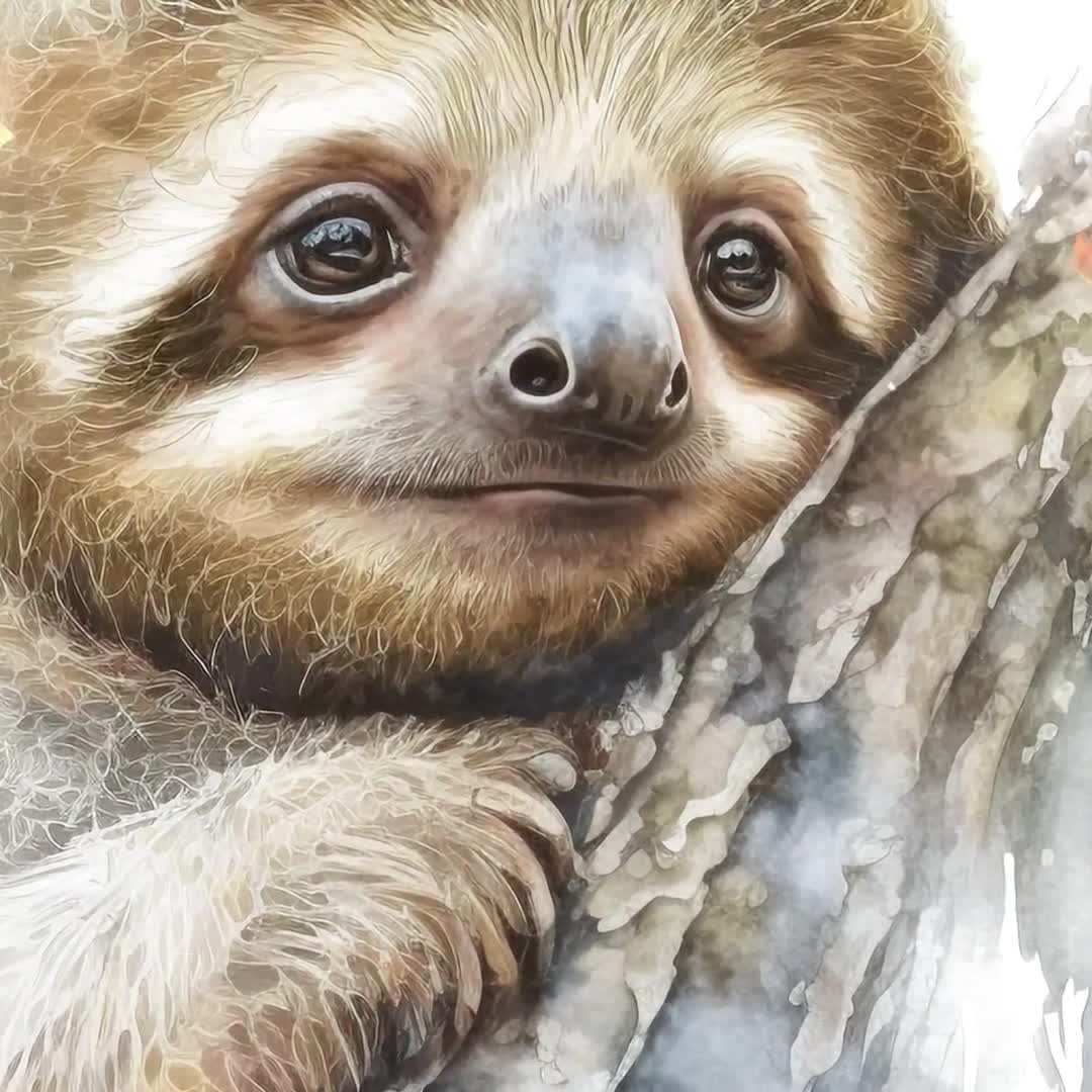 Watercolor Sloth Png Downloadable Sloth Art Sloth Clipart
