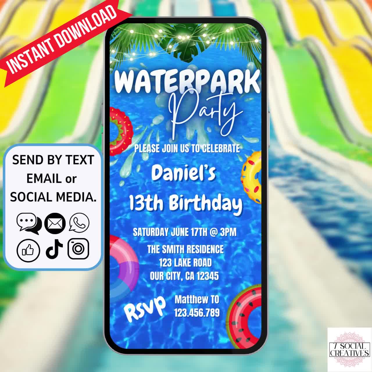 Water Park Invitations Printable Trampoline Birthday Party Invitations