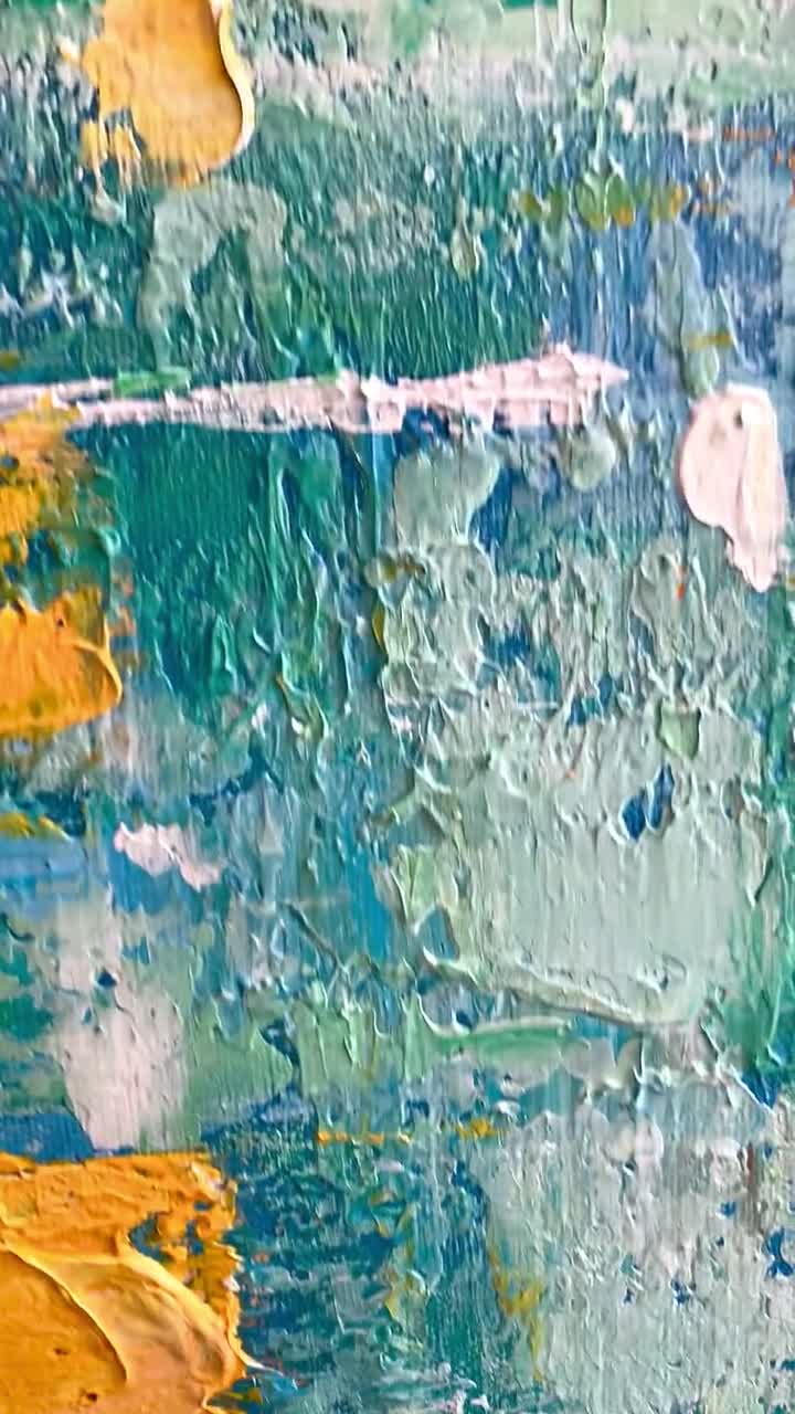 大きな黄色の壁画 黄色のテクスチャ絵画 オリジナルの緑の抽象画 緑の