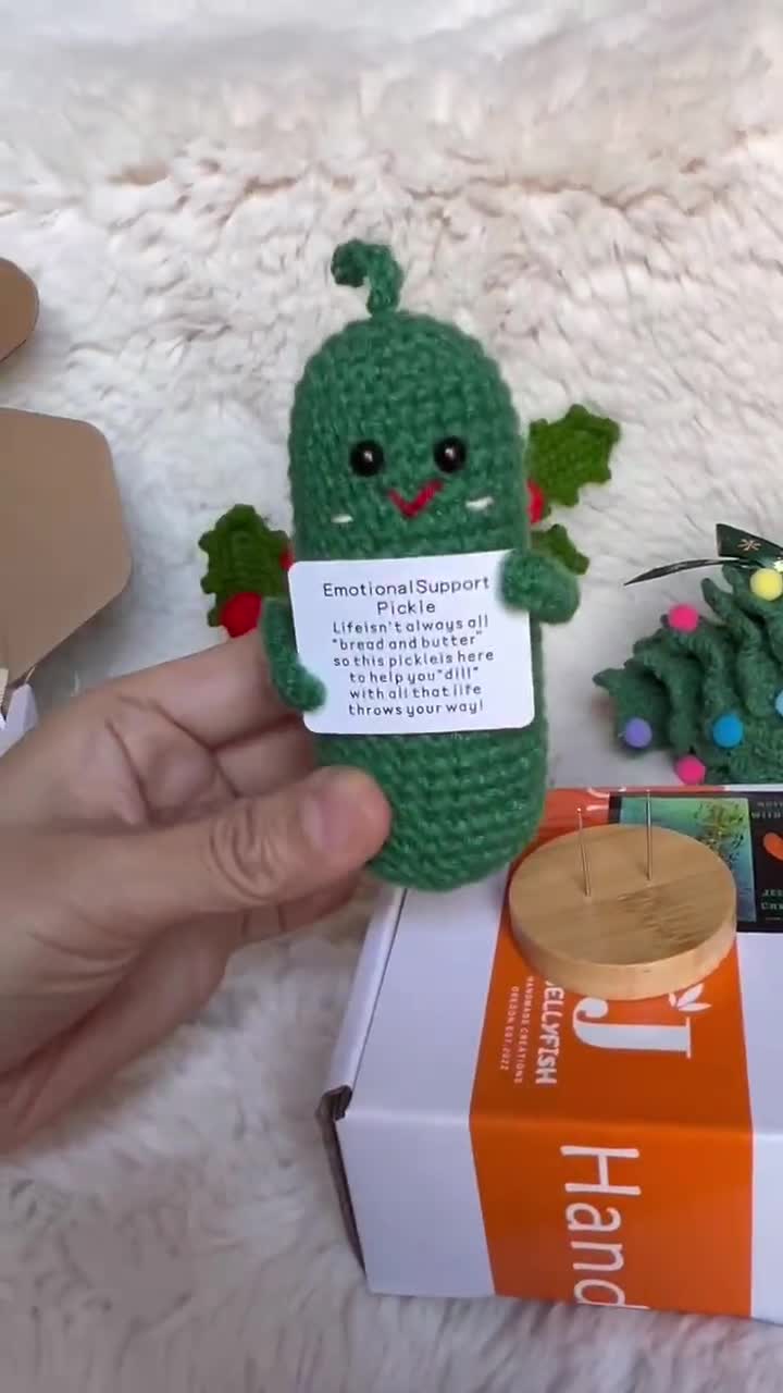 Mini Funny Emotional Support Pickle Gift With Stand, Cute Crochet Positive  Pickle, Send a Hug, Thinking of You, Cheer up Gifts 