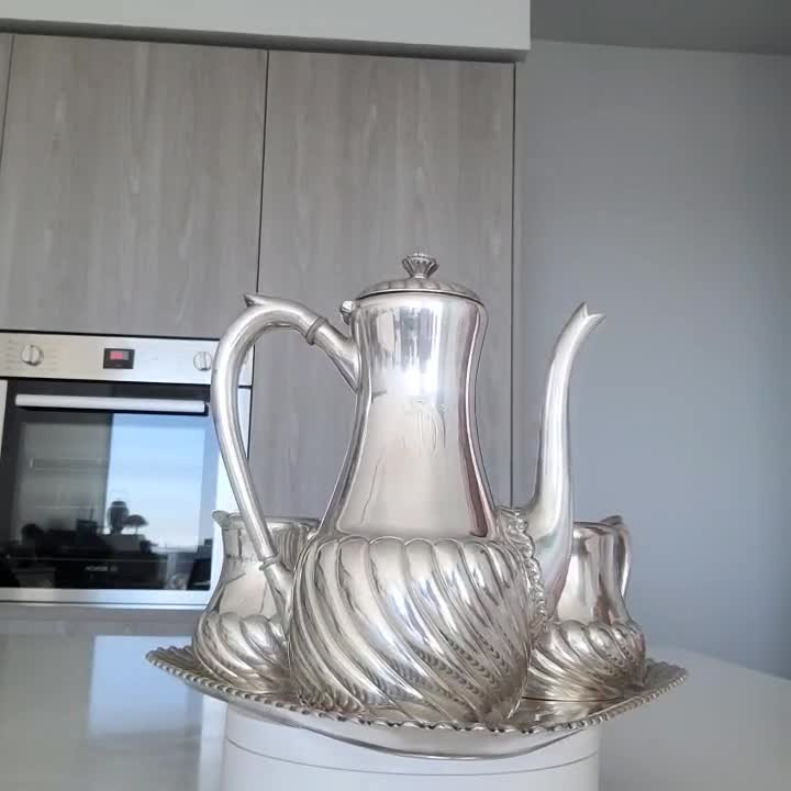 Antique Wilcox Silver Plate Tea Coffee Set: Quadruple Plate, 4