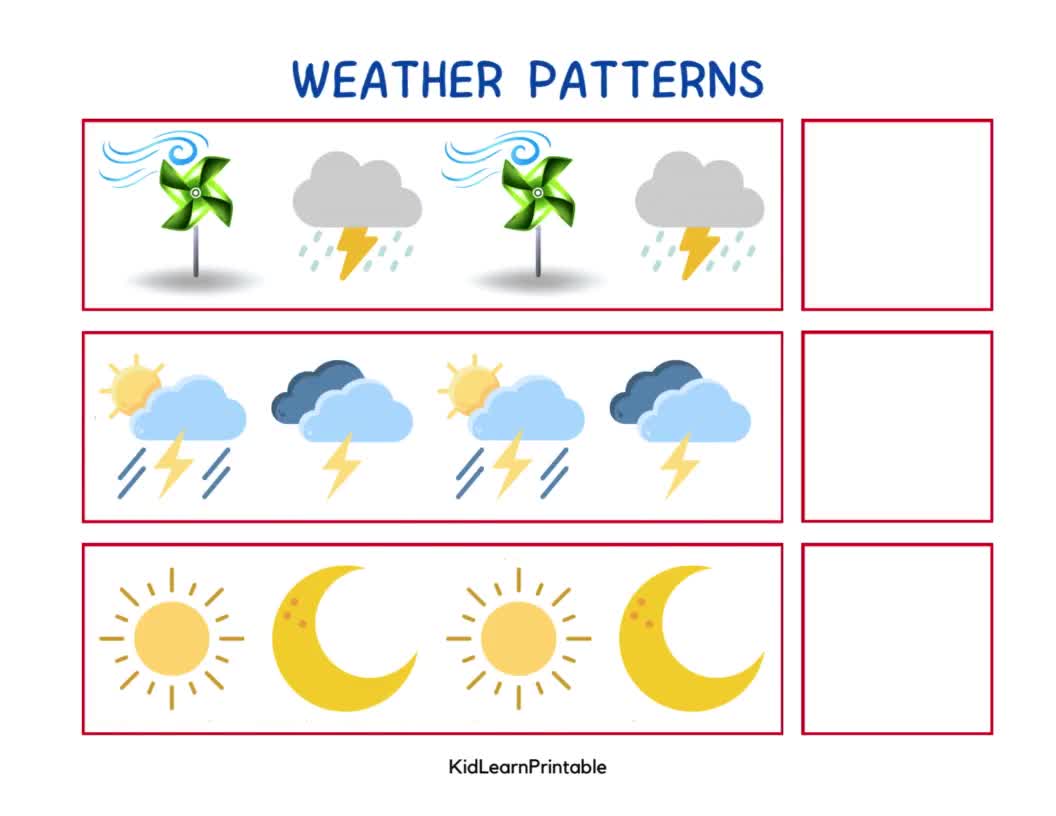 Weather Patterns,weather Montessori,weather Activity,cut and Paste