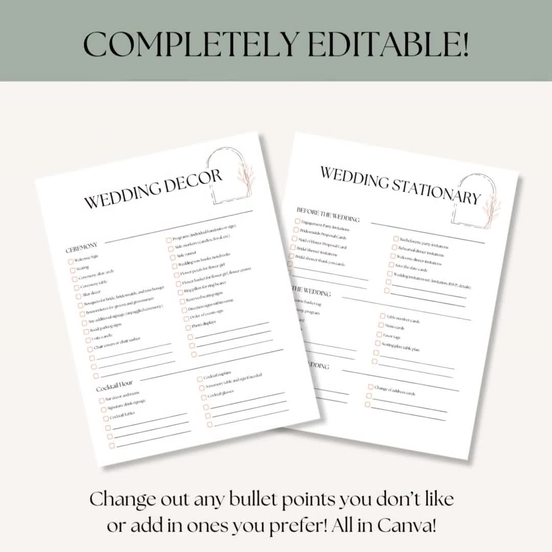 Hochzeits Checkliste Bundle Vorlage, Hochzeitsplanung Checkliste, Hochzeitsmappe, Hochzeitsplaner Digital, Hochzeit To Do Liste Bundle Checkliste video poster