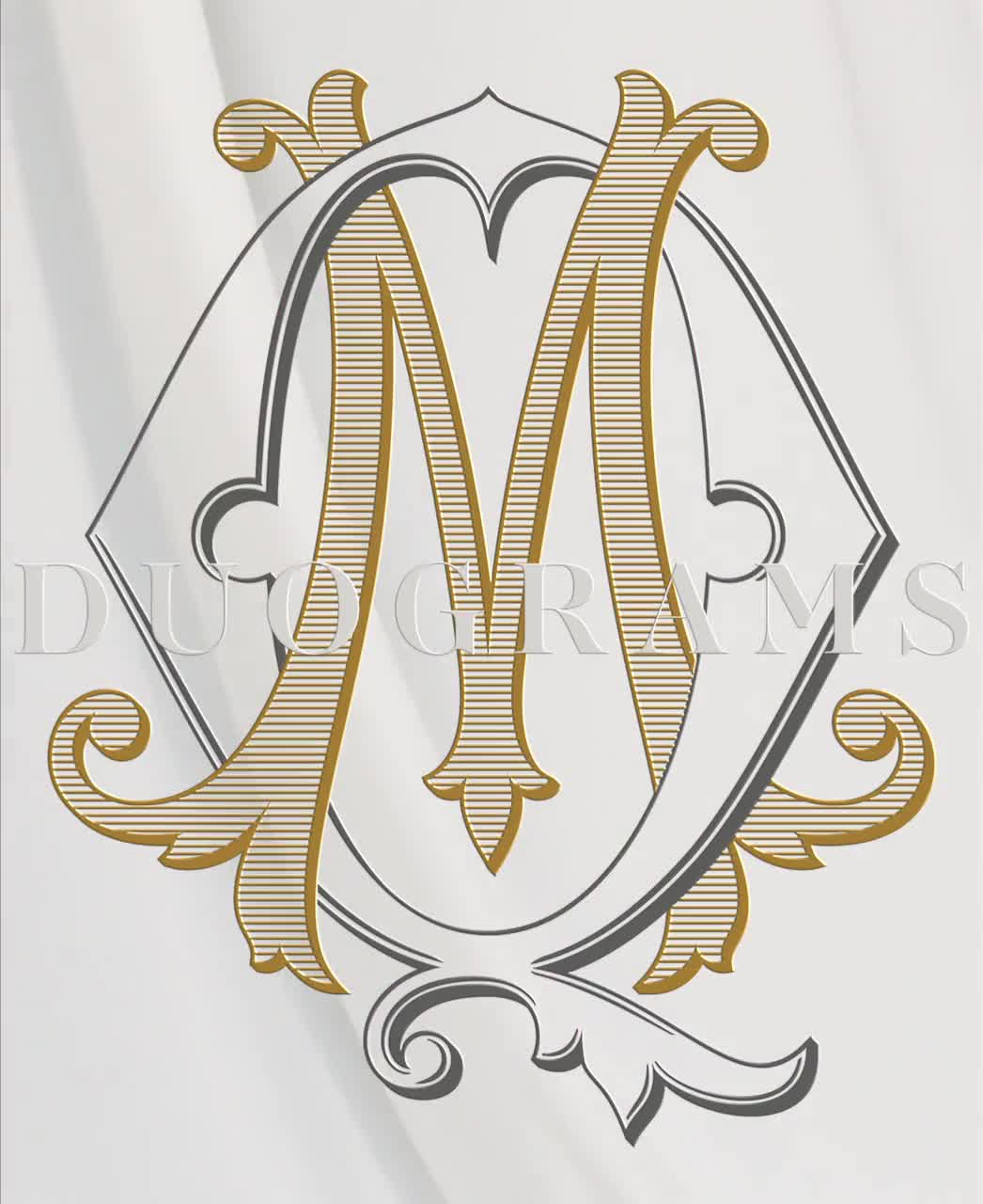 Vintage Wedding Monogram Logo MQ QM Monogram Wreath SVG 