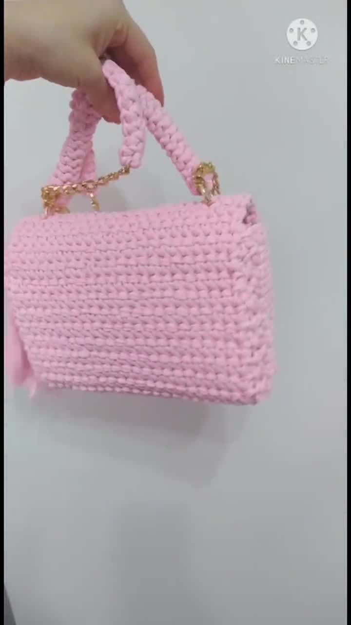 Knited Light Pink Bag,handmade Bag,hand Women Bag,crochet
