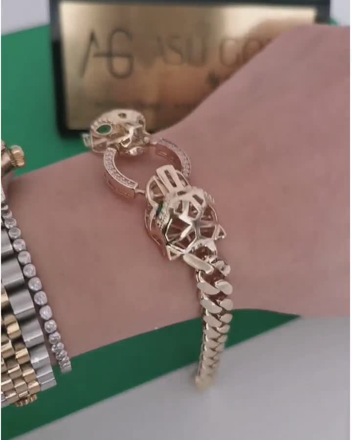 14k Yellow Gold Diamond Panther Hook Bangle Bracelet DBR-23109 – Heritage  Jewelers